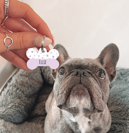 Purple Puppy Love Bone Dog Tag